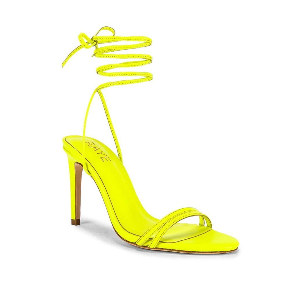 RAYE Alex Neon Yellow Lace-Up Heels NEW Size 9